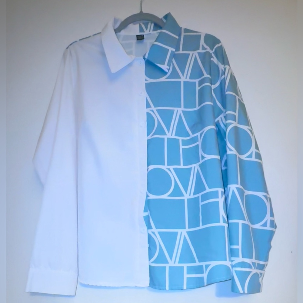Long sleeve print blouse, size XL